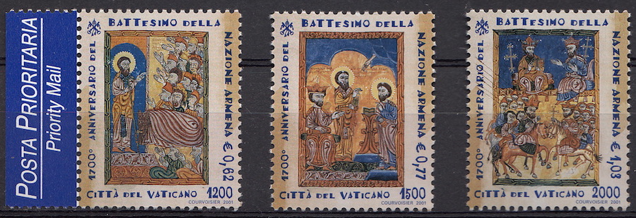 2001 Vaticano 1700° Ann.rio Battesimo Nazione Armena 3 Valori Sassone 1221-3