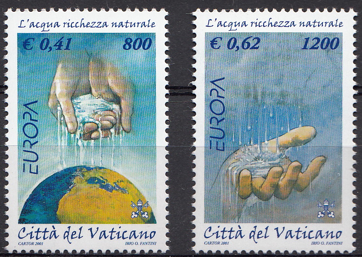 2001 Vaticano Europa 2 Valori Sassone 1228-9