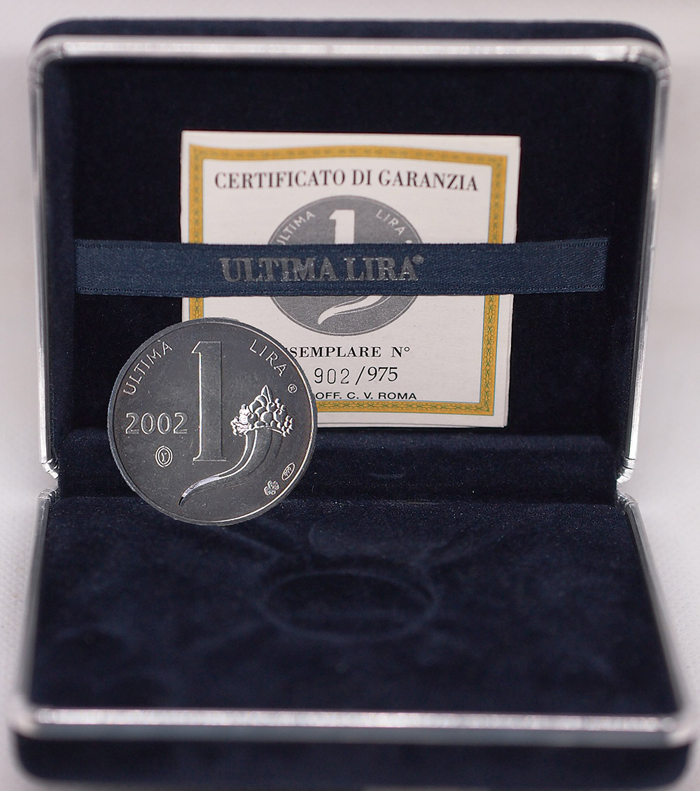 Ultima Lira in argento 2002 con cofanetto Ediz limitata