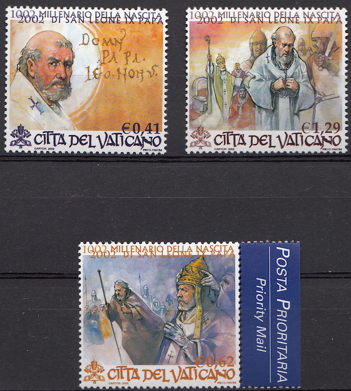 2002 Vaticano Millenario Nascita San leone IX Papa 3 Valori Sassone 1280-2