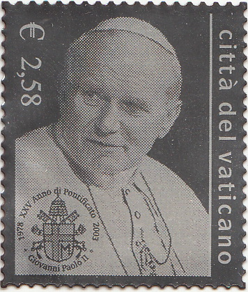 2003 Vaticano 25 Anni Pontificato Lamina Argento 1 Valore Sassone 1312