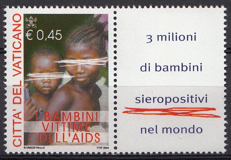 2004 Vaticano I Bambini Vittime dell'AIDS 1 Valore Sassone 1346