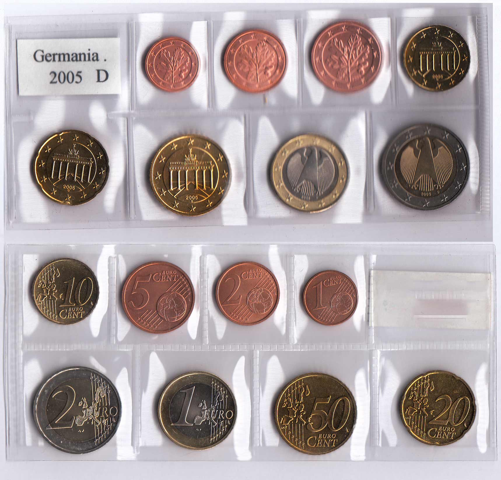 GERMANIA serie completa 8 monete anno 2005 Zecca D Fior di Conio