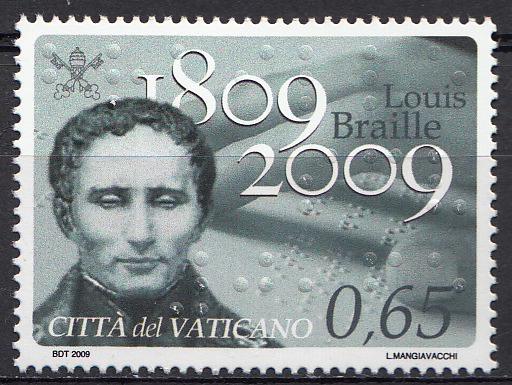 2009 Vaticano 2° Centenario Nascita Louis Braille 1 Valore Sassone 1513