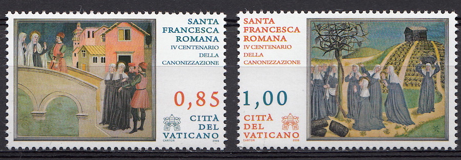 2009 Vaticano 4° Cent.rio Canonizzazione Santa Francesca Romana 2 Valori Sassone 1499-500