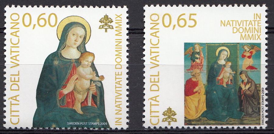 2009 Vaticano Natale 2 Valori Sassone 1515-6