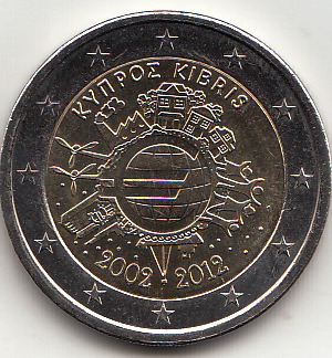 2012 - 2 Euro CIPRO 10° Anniversario euro Fdc