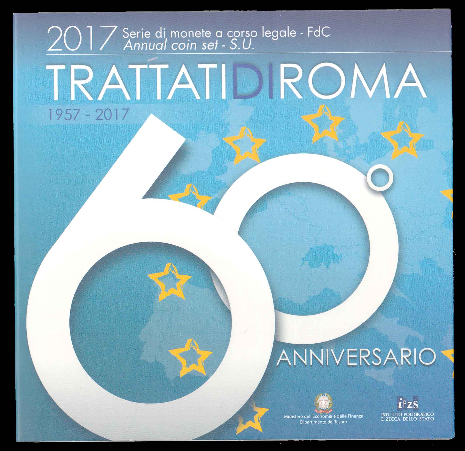 2017 - Divisionale Italia Ufficiale Euro 10 Monete 60° Trattati di Roma FDC