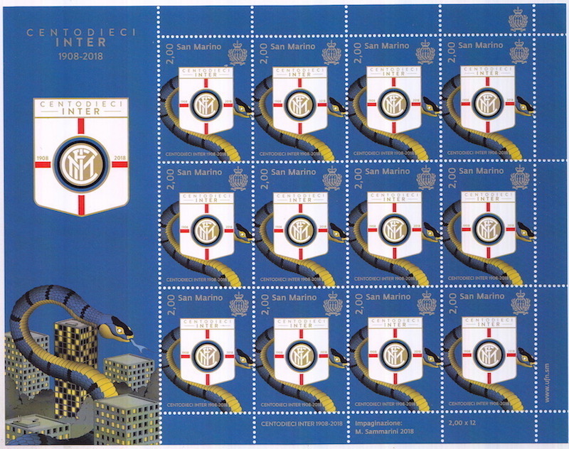 2018 - San Marino Minifoglio Inter 110 Anniv. Fondazione  21-03-2018 12 Val.