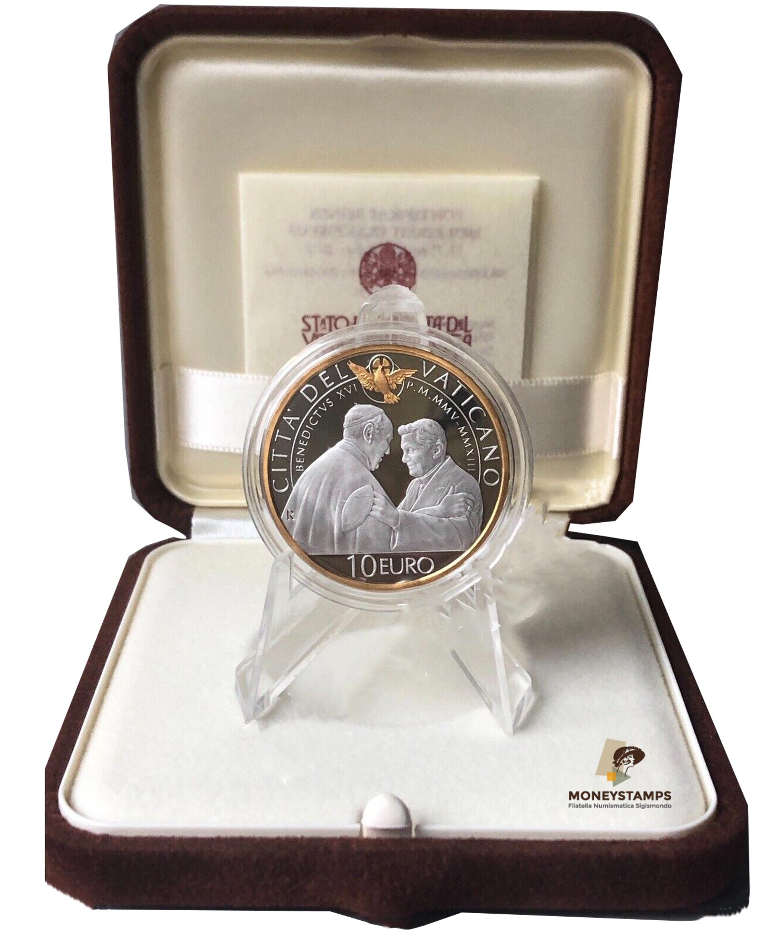 2023 - Vaticano 10 Euro Benedetto XVI Proof Argento con rilievi in oro