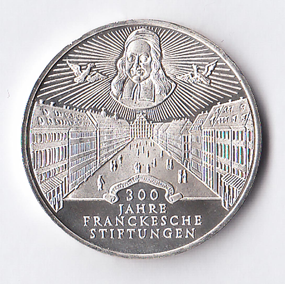 1998 GERMANIA 10 Marchi 1998 Argento 300 Anni Franckesche Stiftungen Fdc