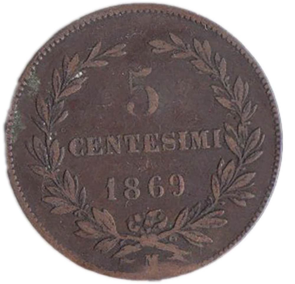 1869 5 Centesimi Rame San Marino Conservazione BB