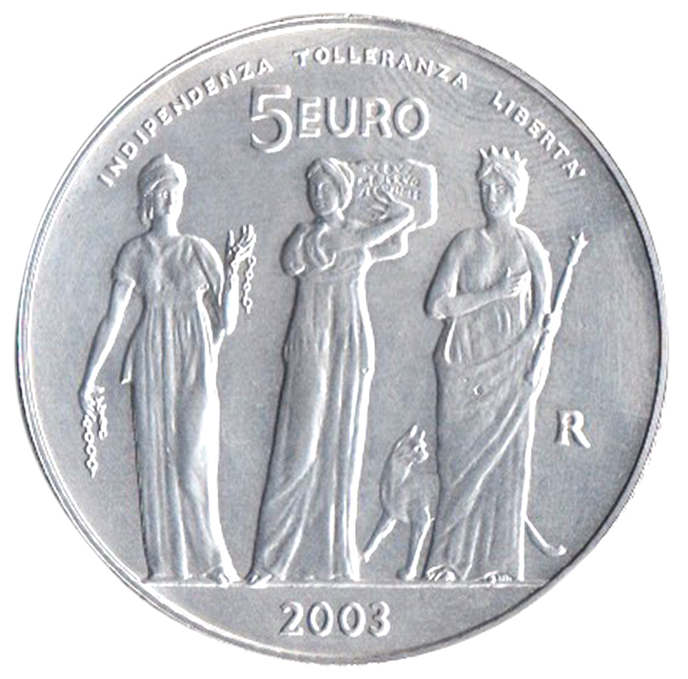 2003 - 5 euro Indipendenza, Tolleranza e Liberta' da Divisionale