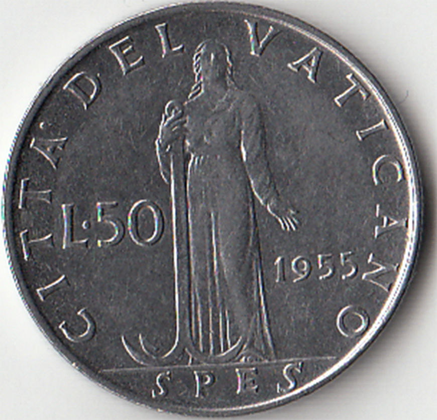 1955 - 50 Lire Vatican Pius XII  QFdc