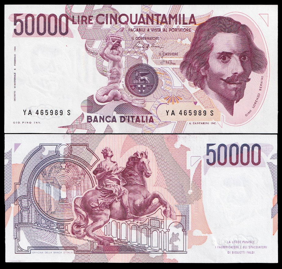 1984 - Lire 50.000 Gian Lorenzo Bernini 1 Tipo Lettera A Fds