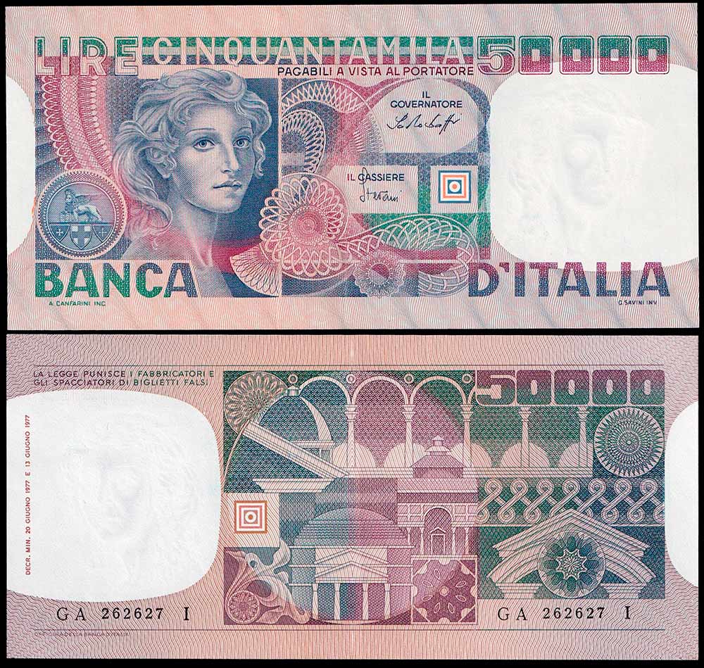 1978 - Lire 50.000 Volto di Donna contrassegno Decr. 23-10-1978 Fds