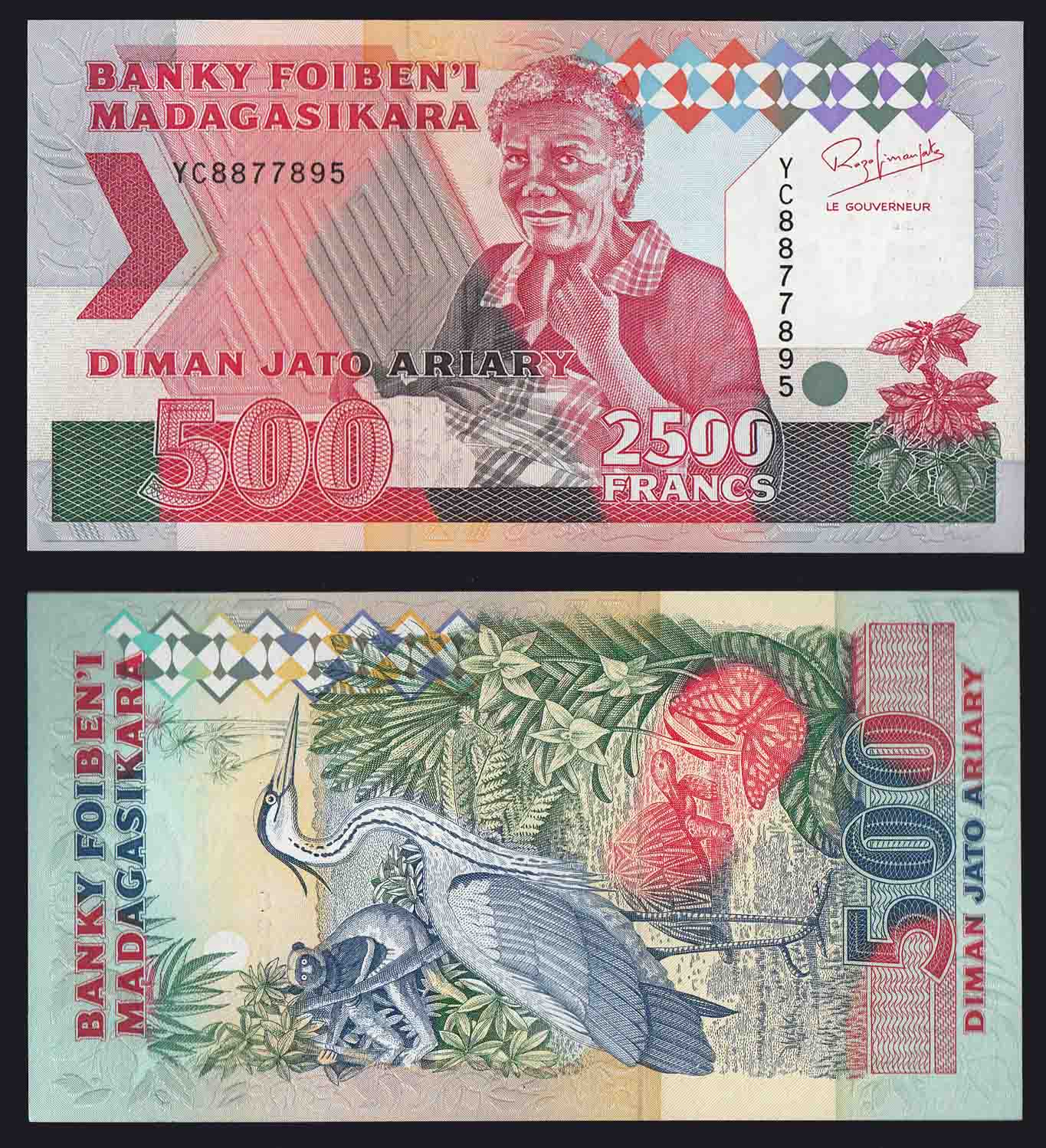 MADAGASCAR 2500 Francs 1993 Fior di Stampa