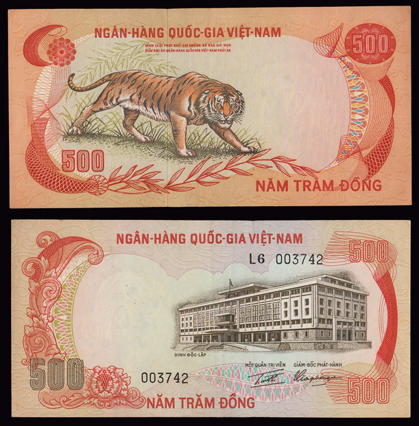 VIETNAM SUD 500 Dong 1972 Fds Tigre