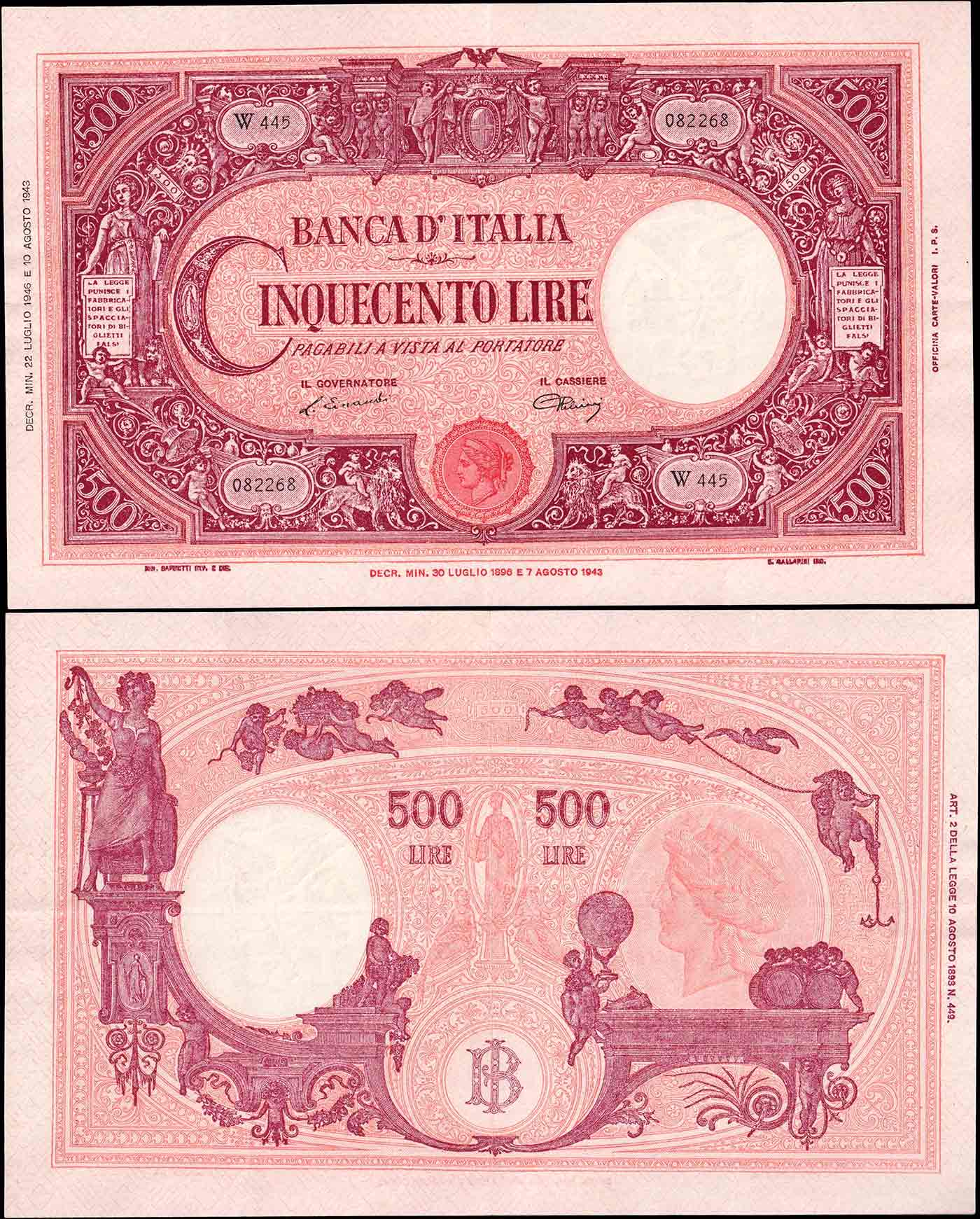 1946 - 500 Lire Grande C BI Repubblica 22-07-1946 Spl