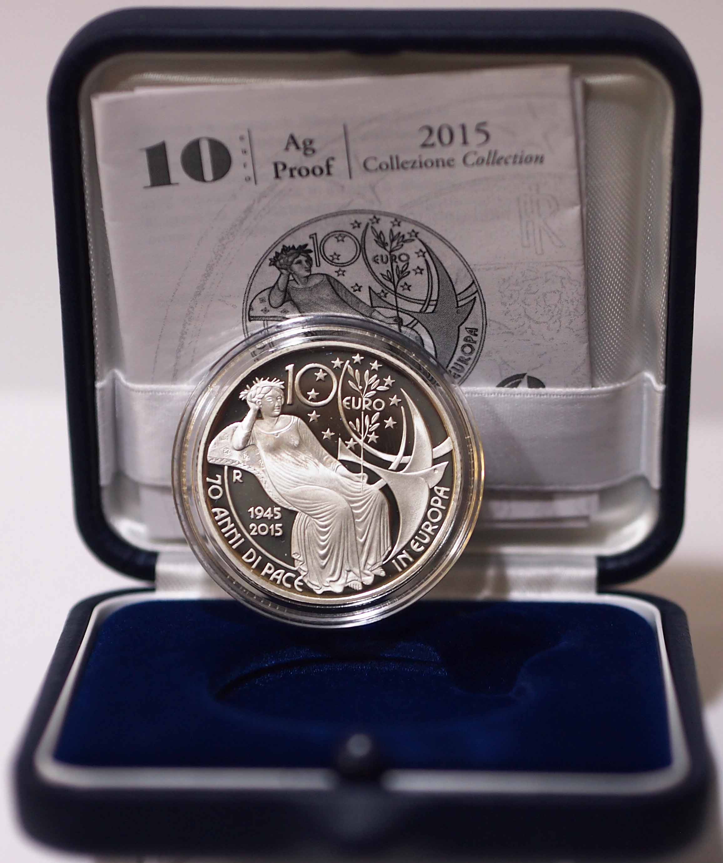 2015 - 10 Euro ITALIA 70 Anni di Pace in Europa Proof RARISSIMA