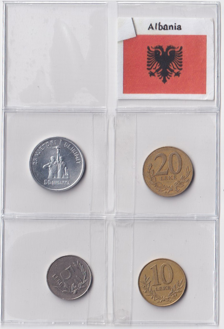 ALBANIA set composto da 5 - 10 - 20 Leke e 50 Qindarka BB+