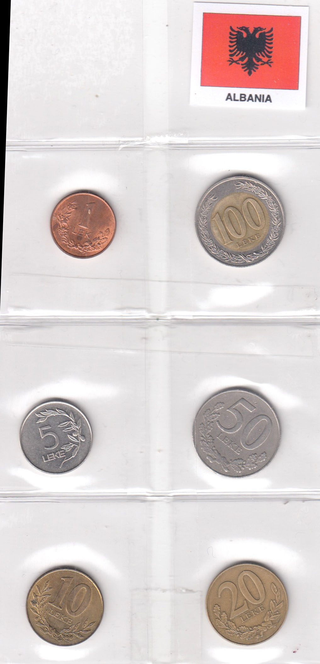 ALBANIA set composto da 1 Lek - 5 - 10 - 20 - 50 - 100 Leke BB