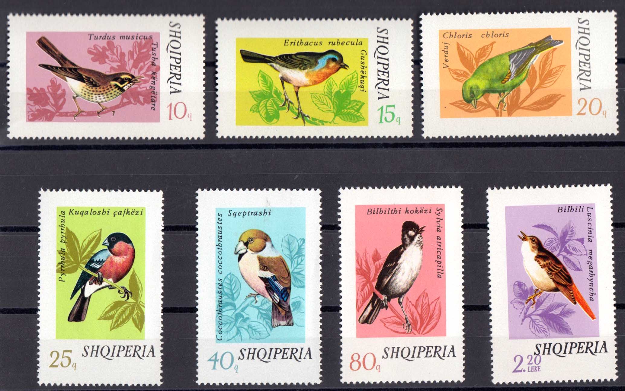 Albania serie uccelli canori Yvert Tellier 1522/8 nuovi 1974