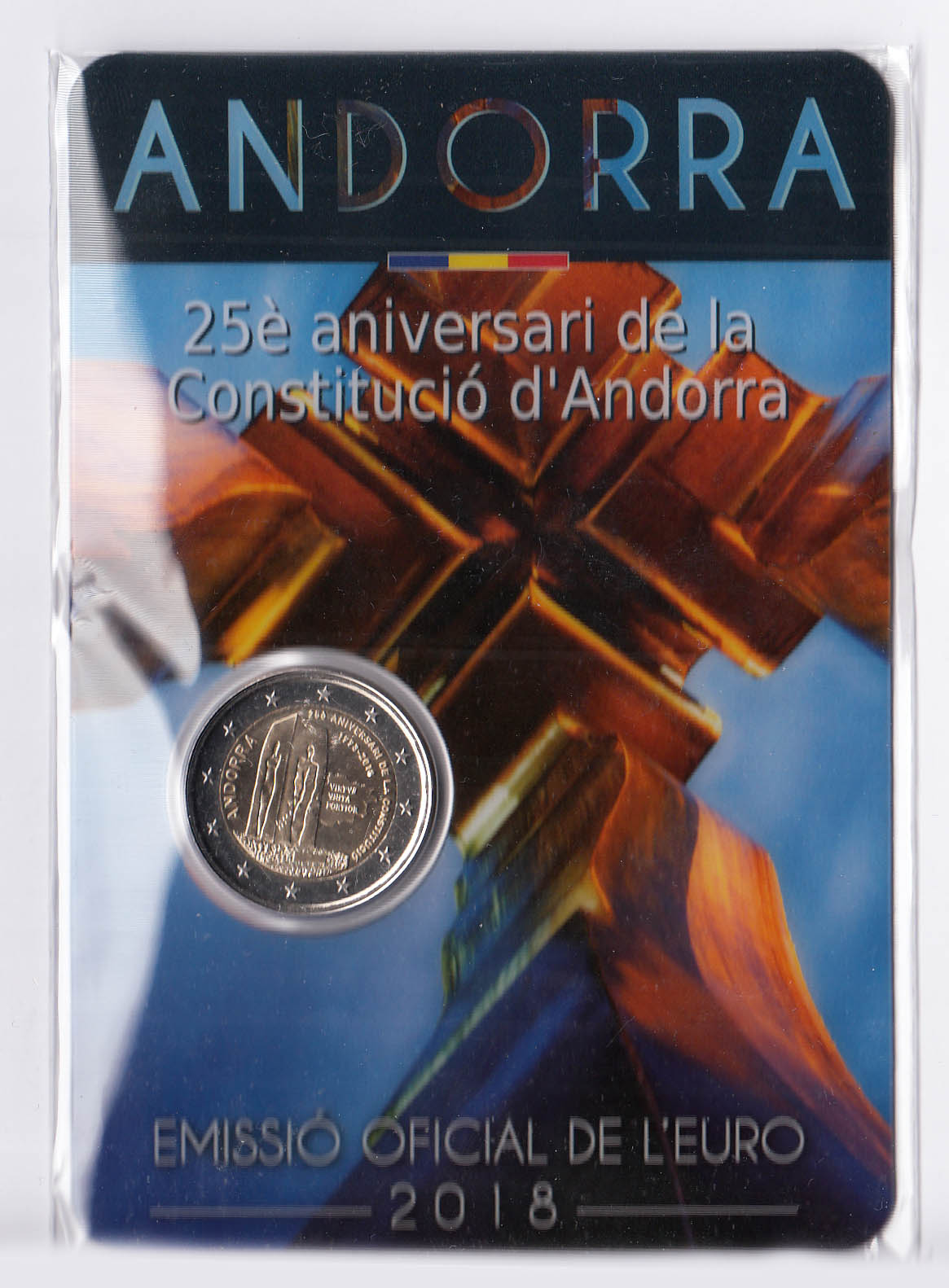 2018 - ANDORRA 2 Euro 25º Costituzione di Andorra Fior di Conio