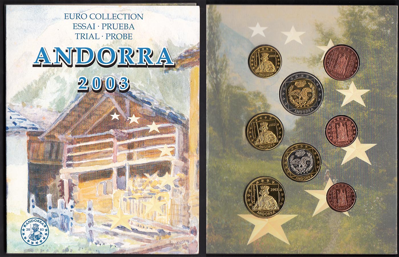 ANDORRA 2003 serie completa 8 monete coin collection prova