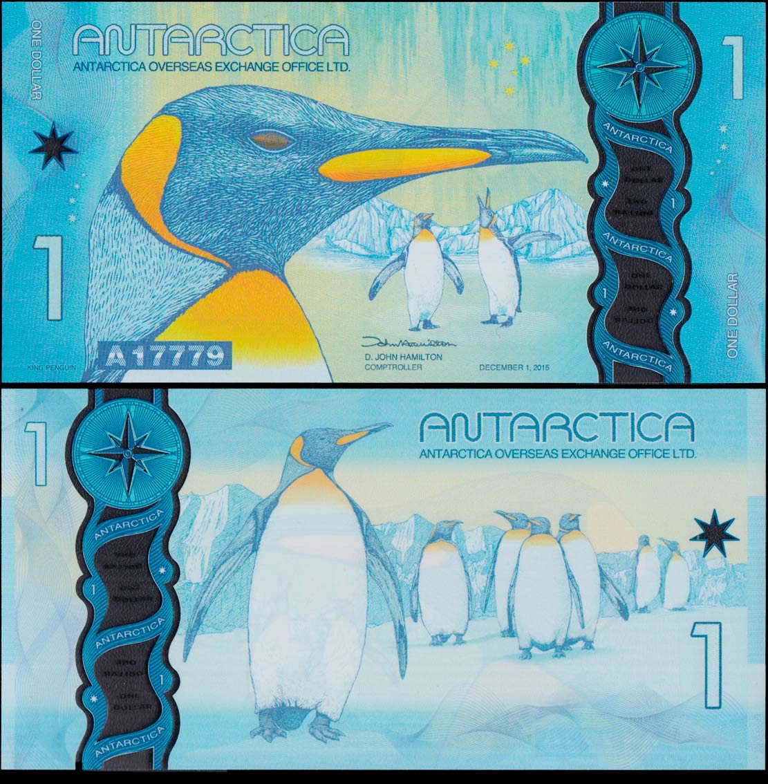 ANTARCTICA 1 Dollaro 2015 Polymer Pinguino Fior di Stampa