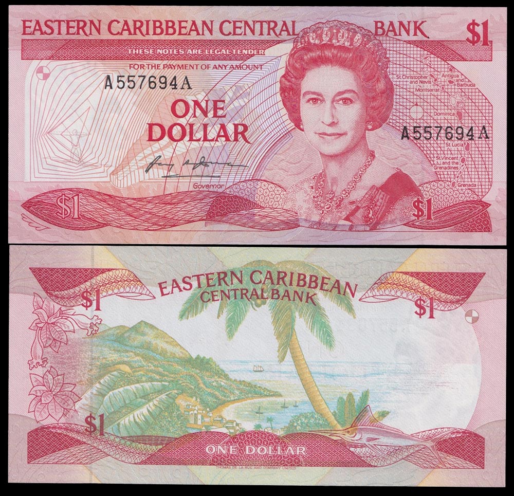 EAST CARIBBEAN STATES 1 Dollar Elizabeth II 1985-88 Antigua P 17 A Fds