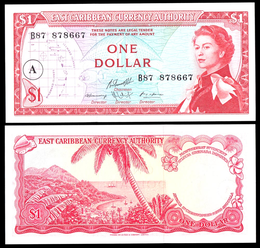 ANTIGUA East Caribbean States 1 Dollar 1965 Elizabeth II  A Fds