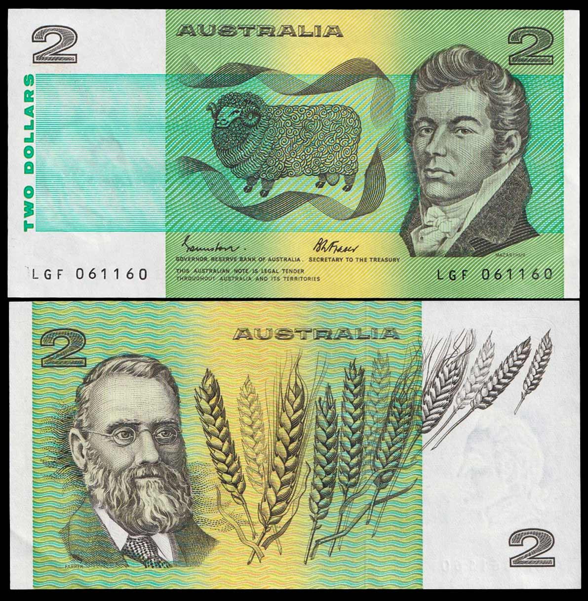 AUSTRALIA 2 Dollar ND 1985 P 43 e Johnston Fraser Quasi Fds