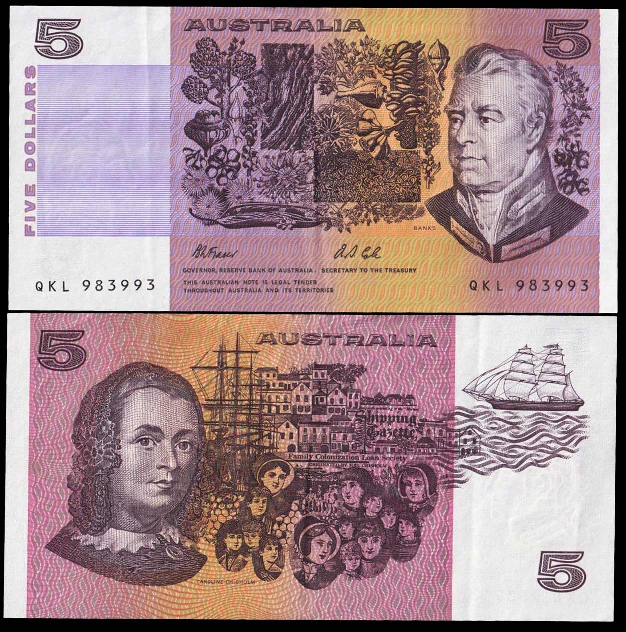 AUSTRALIA 5 Dollars 1985 BB+