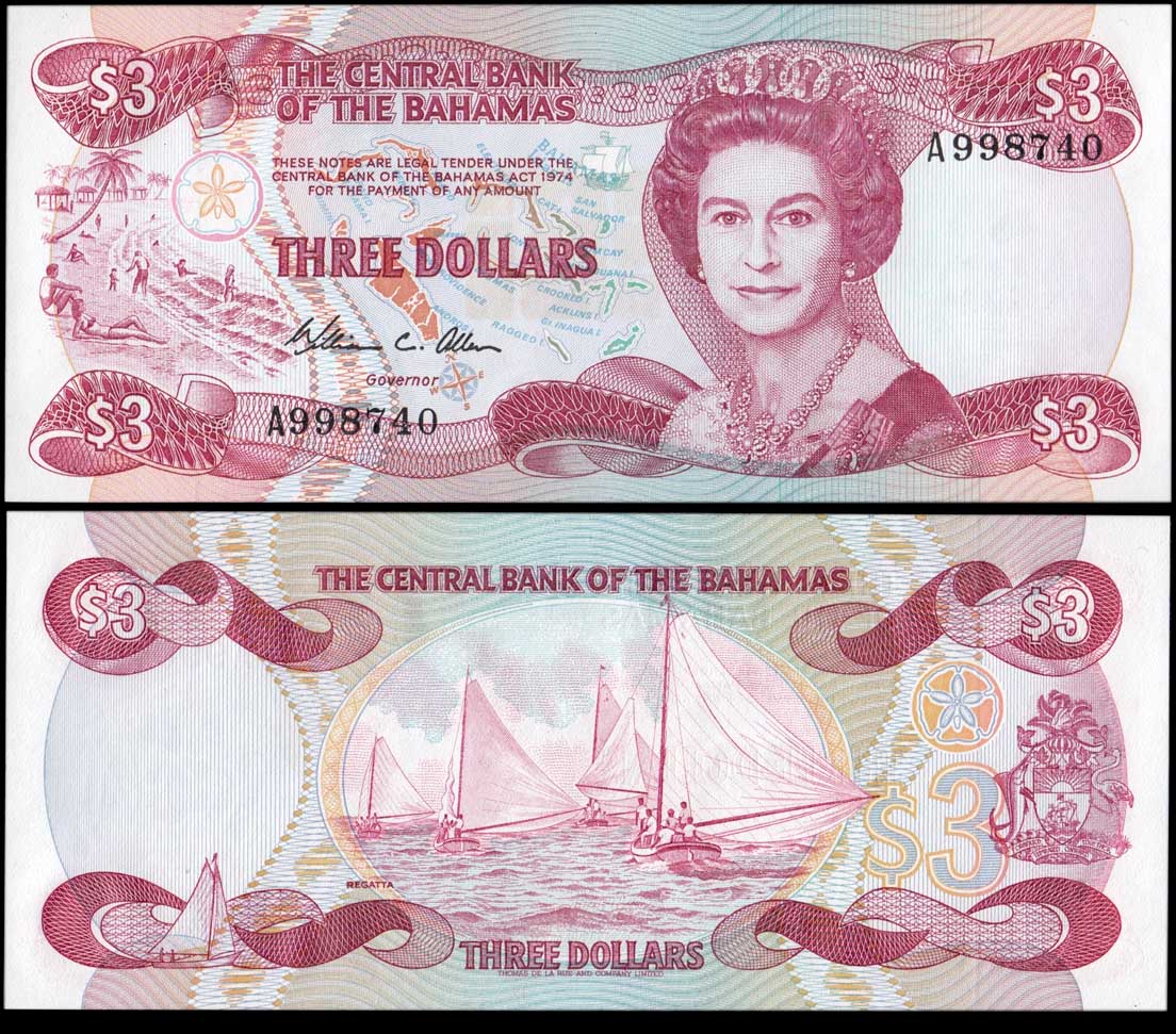 BAHAMAS 3 Dollars L.1974 (1984) Fds