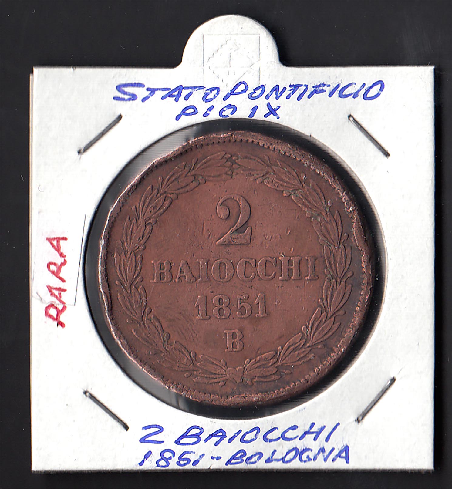 1851 PIO IX 2 Baiocchi Rame  Bologna MB