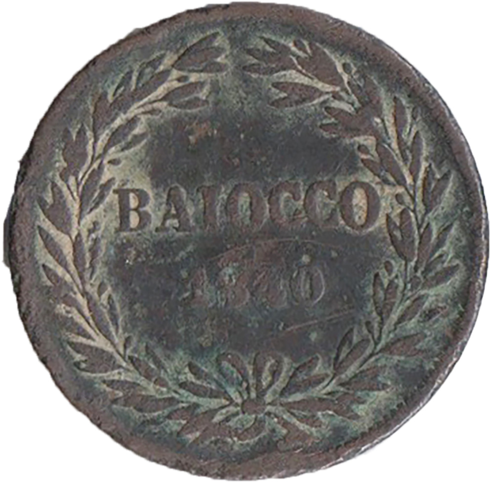 1840 - GREGORIO XVI Baiocco Rame Zecca Bologna MB Rara