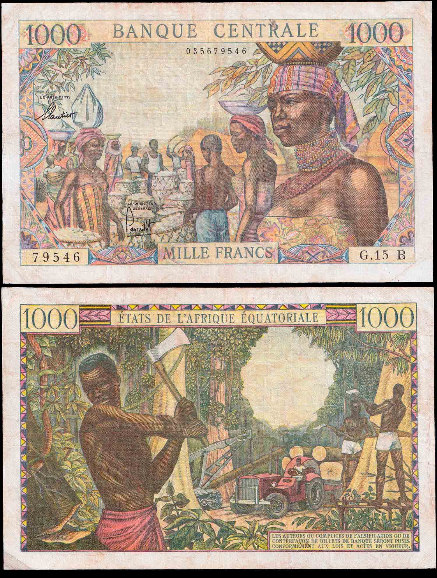 Stati Africa Equatoriale 1000 franchi 1963 BB