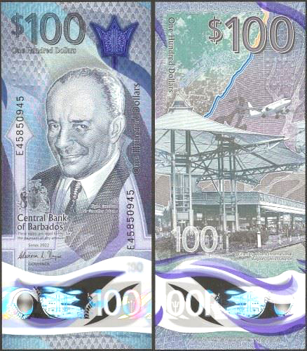 BARBADOS 100 Dollars 2022 Polymer Fds