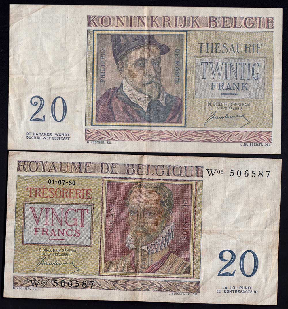 BELGIO 20 Francs 1950 BB