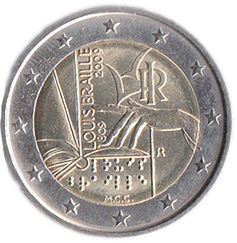 2009 - 2 Euro ITALIA  200° Anniversario Nascita di Louis Braille