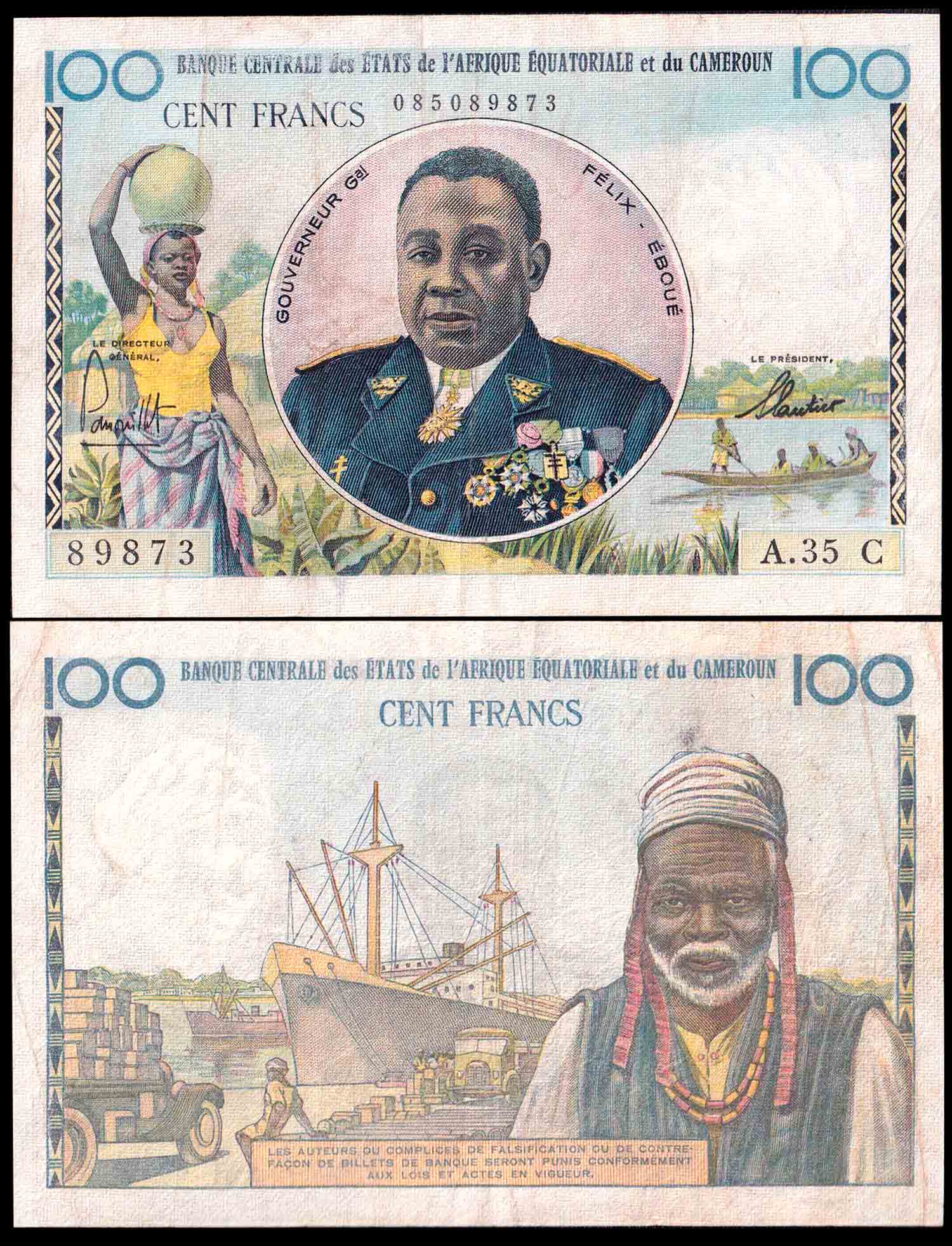 Africa Equatoriale Francese CAMEORUN 1957 100 franchi BB