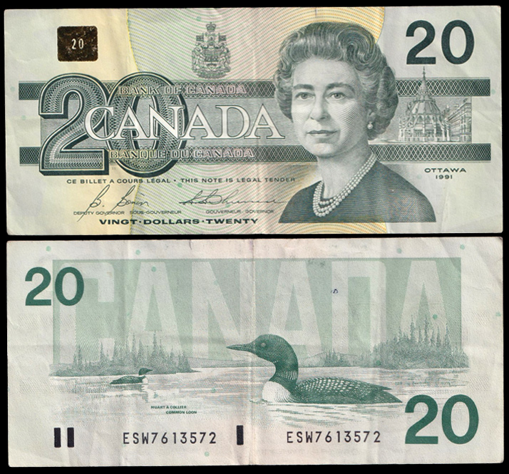 Canada 20 Dollars 1991 "Queen Elizabeth II" BB