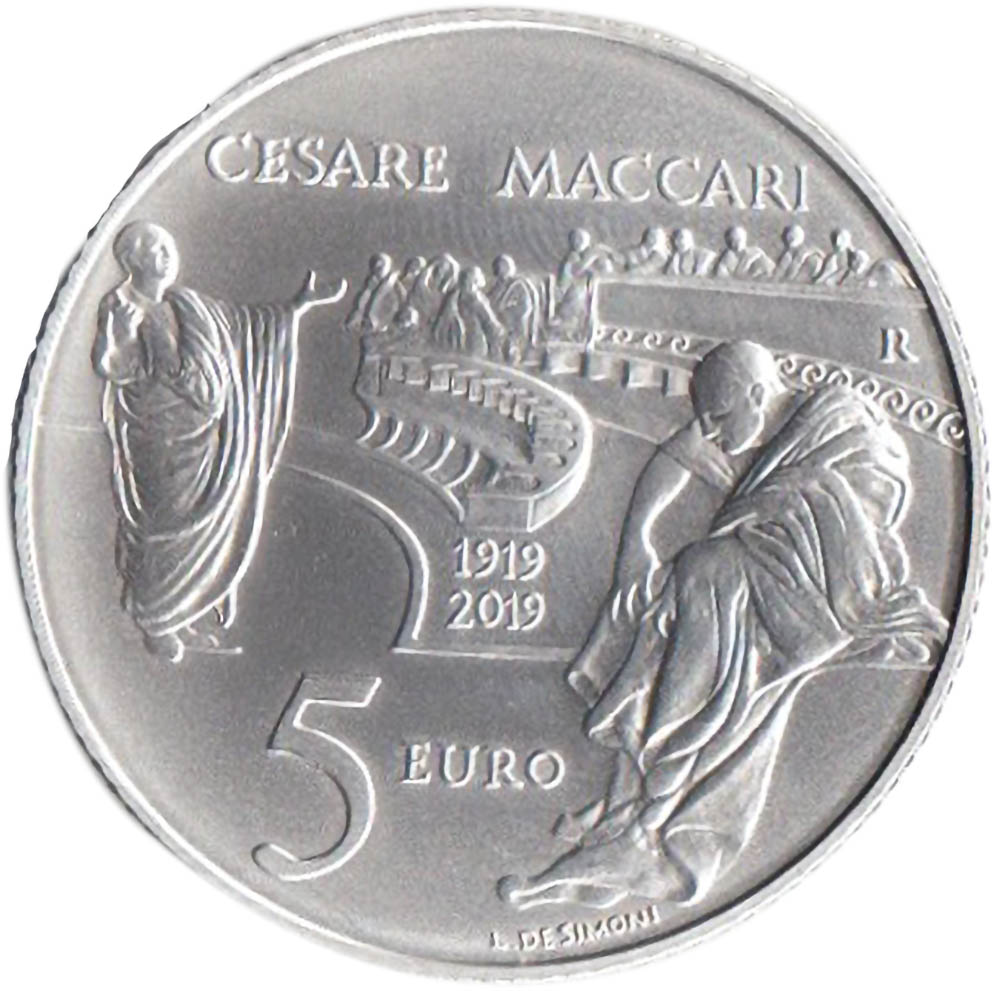 2019 - Italia 5 Euro Ag Cesare Maccari Fior di Conio