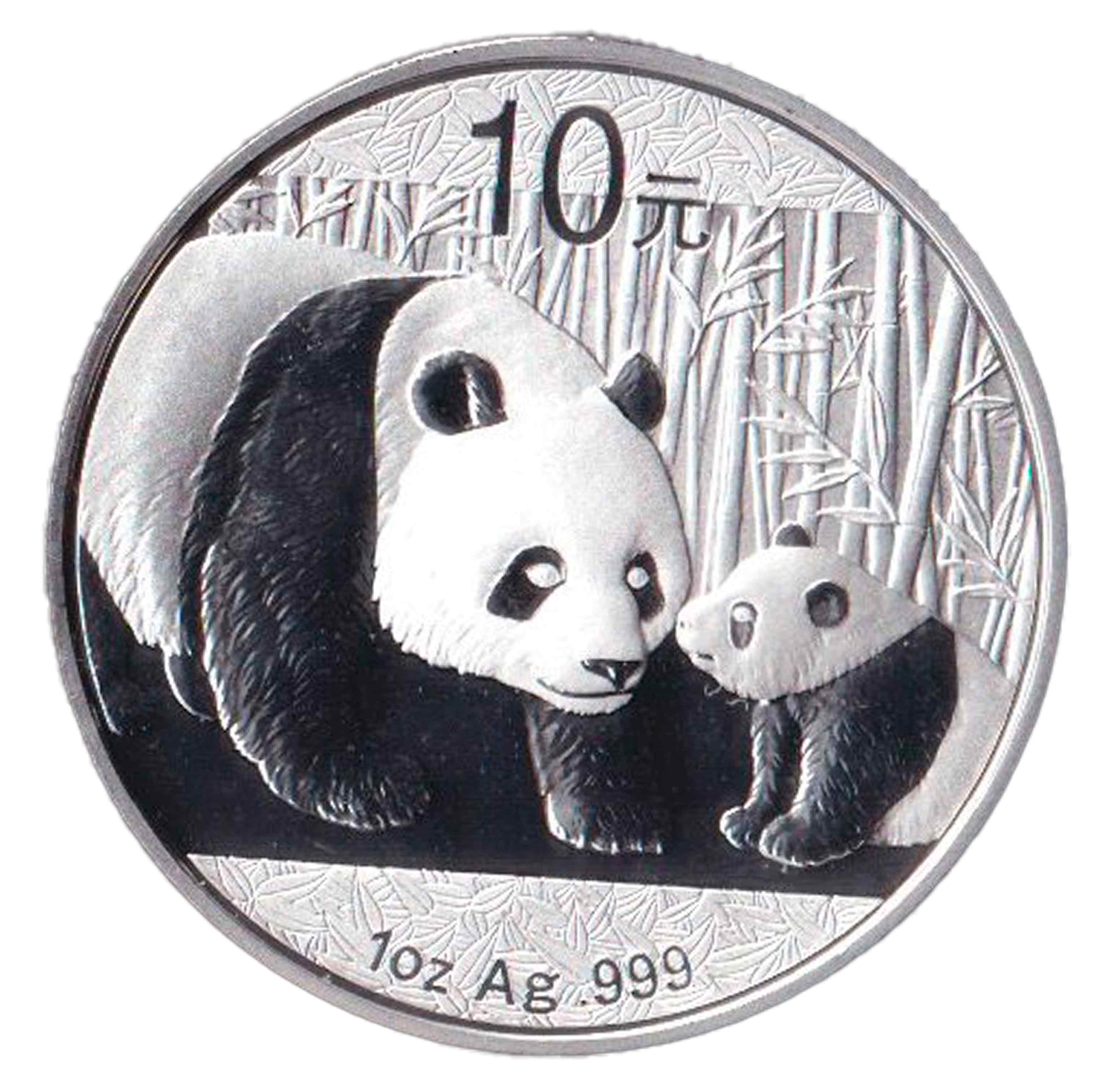 2011 CINA Panda Argento 10 Yuan 1 Oncia BU