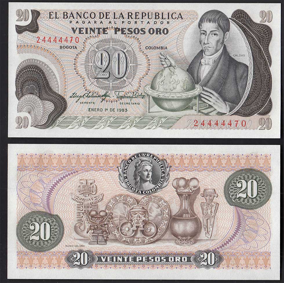 COLOMBIA 20 Pesos Oro 01.01.1983 Fior di Stampa
