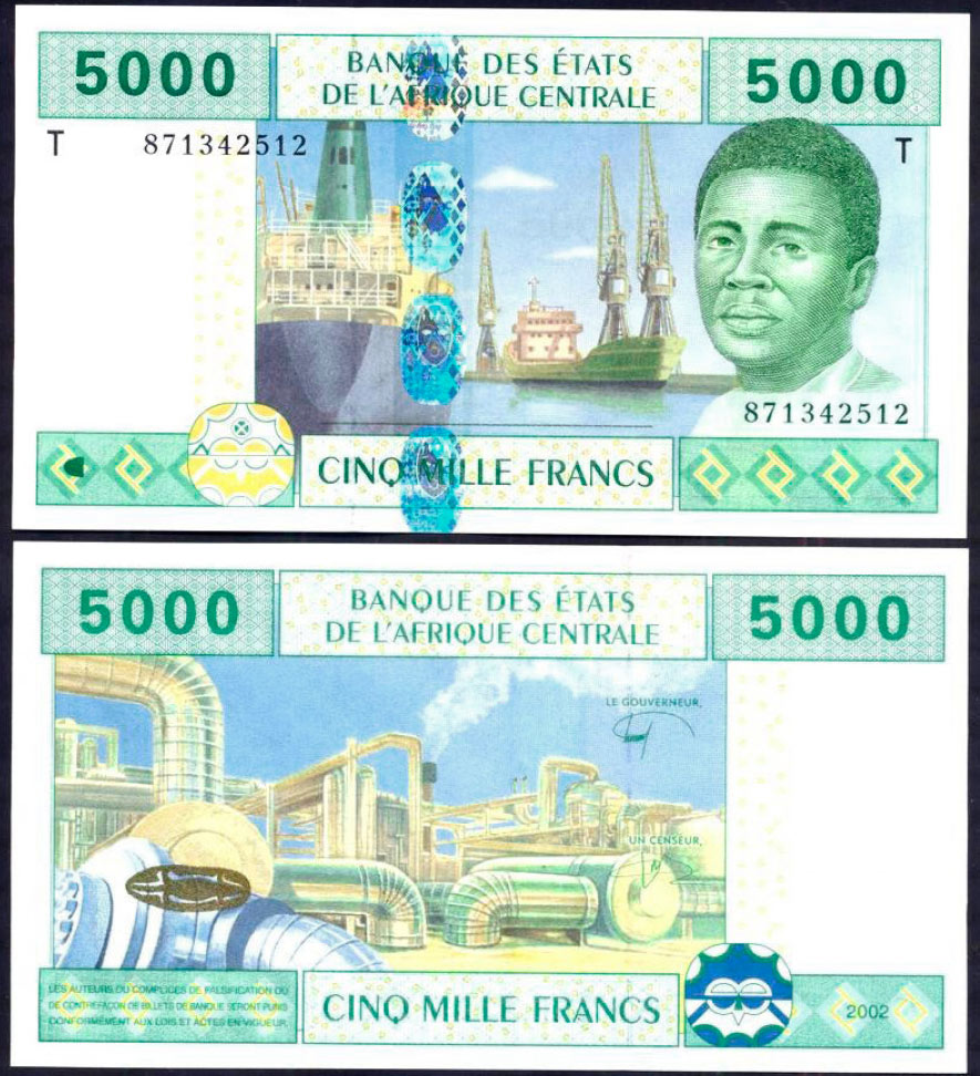 CONGO (C.A.S.) 5000 Francs 2002 (2019) Fior di Stampa