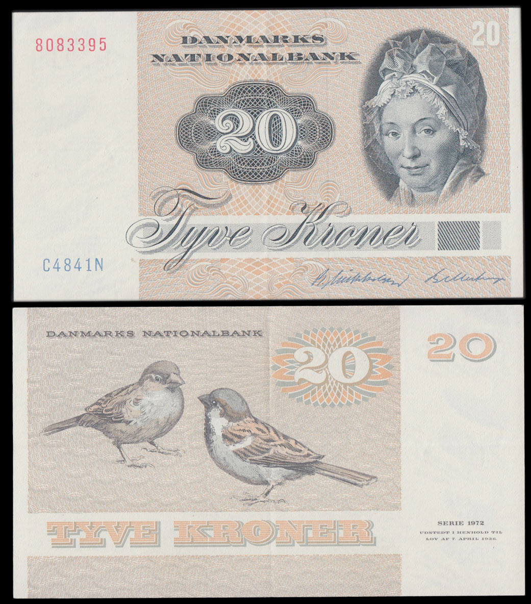 DANIMARCA  20 Kroner 1972-80 P. Tutein Stupenda
