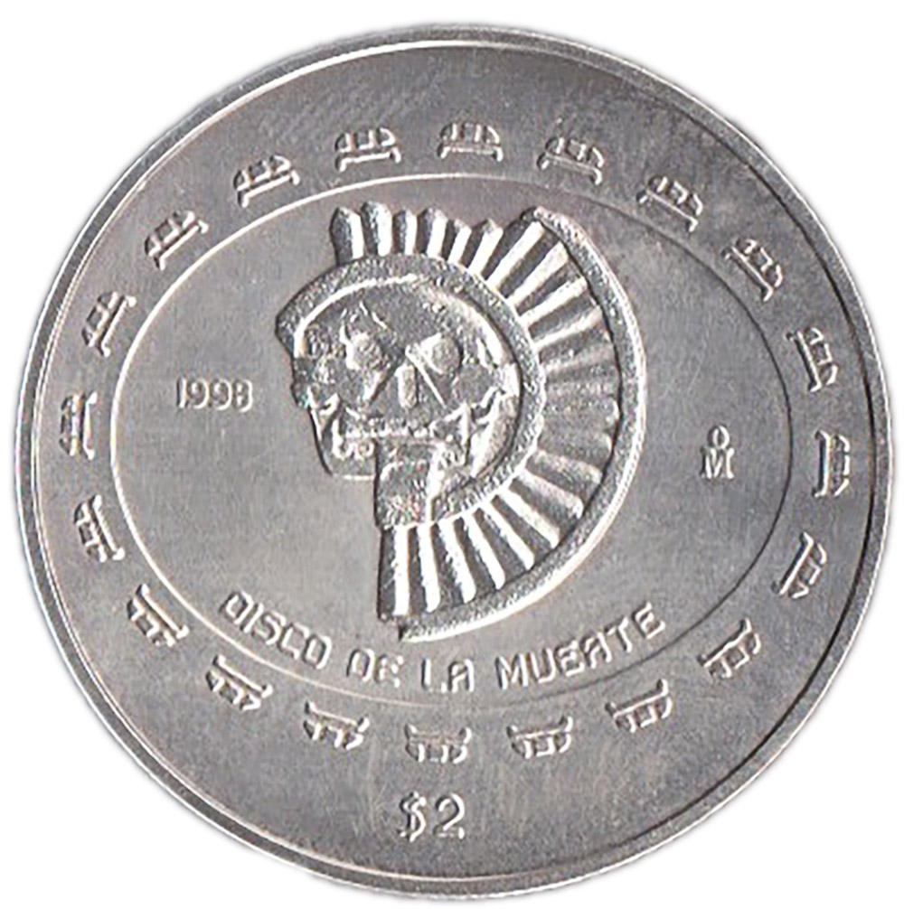 1998 - MESSICO 2 Pesos Ag 1/2 Oz Disco de la Muerte Fdc