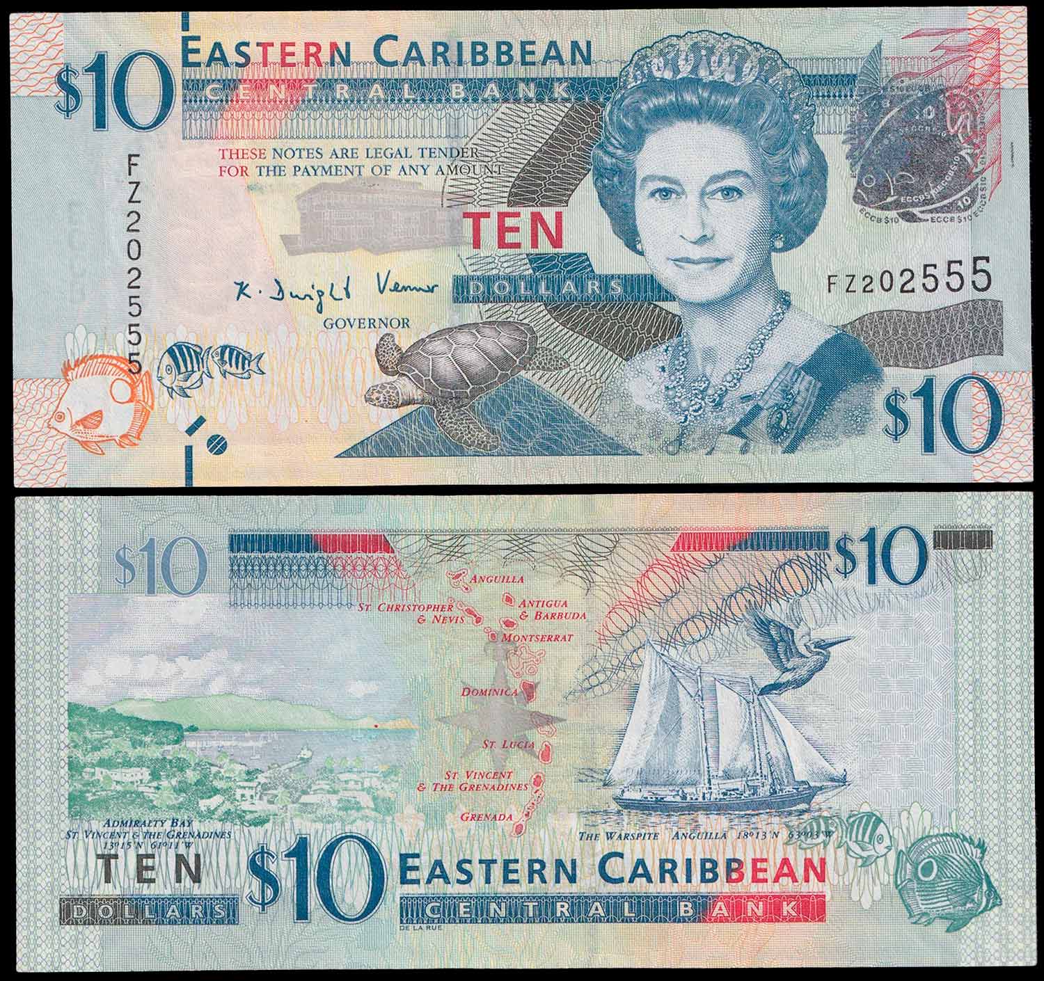 EAST CARIBBEAN STATES 10 Dollari 2008-12 Fds